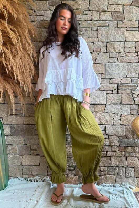 Sundaze Cheesecloth Bloomer Pant Olive